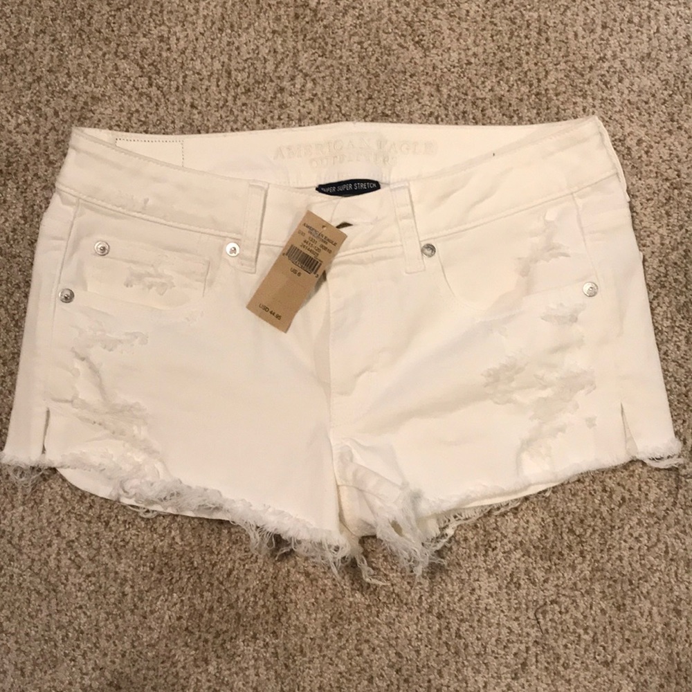 American Eagle White Shortie Jean Shorts